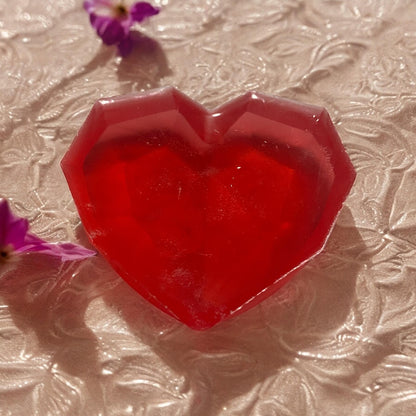 Rose Garden Soap heart-shaped red design, handmade soap for luxurious bathing.